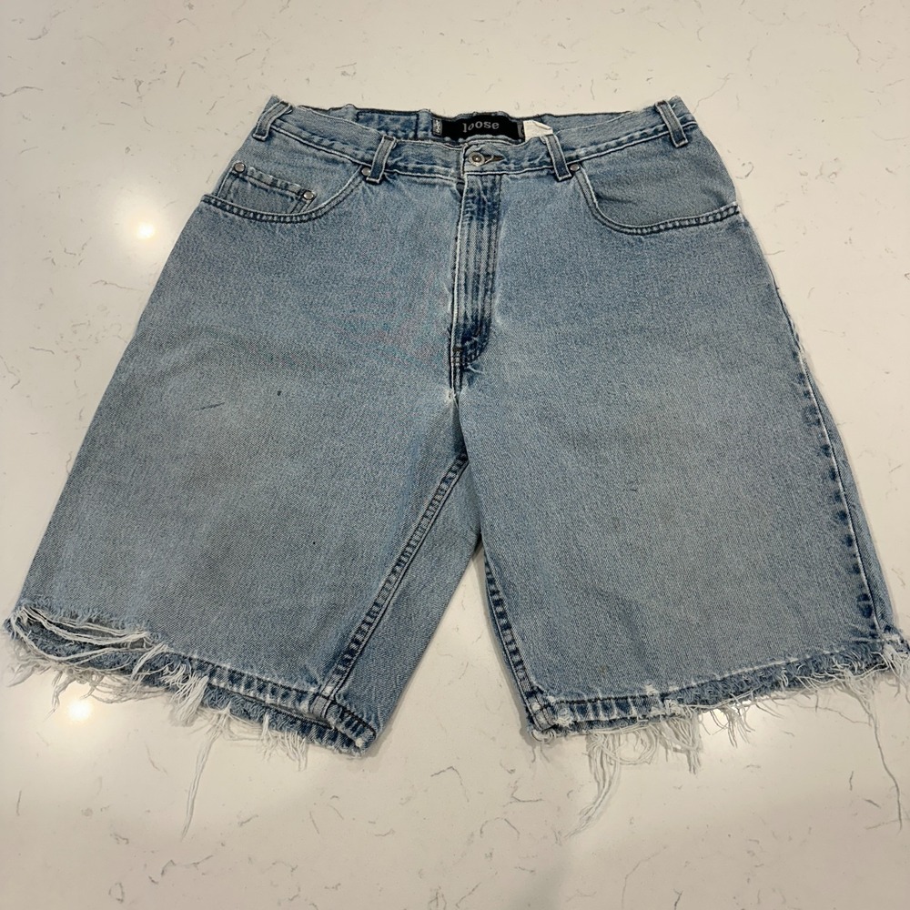 Vintage Levis Silver Tab Jean Shorts 36 Loose Made in USA Baggy Denim 90s Y2K